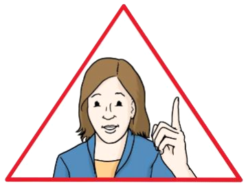 Frau, die in einem roten Dreieck ist, hebt Zeigefinger
