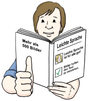 Person hält ein Buch mit der Aufschrift Leichte Sprache